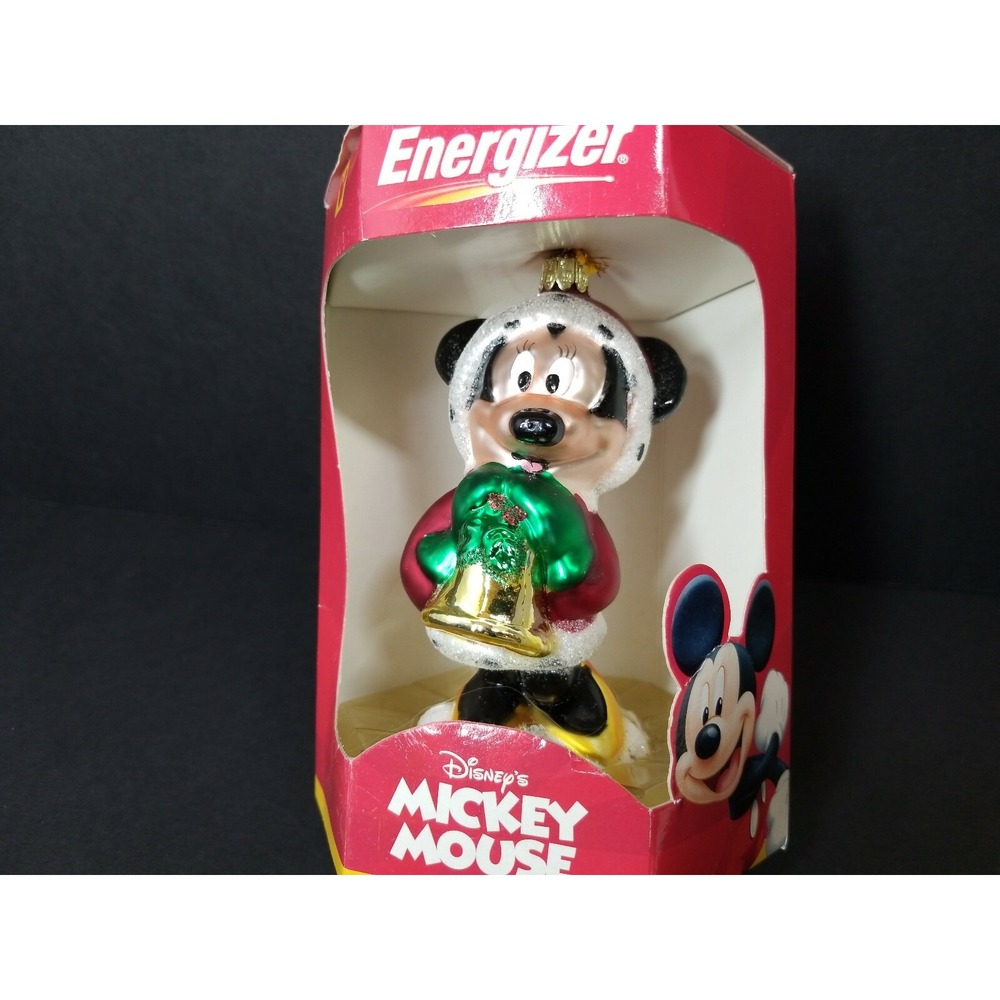 Christmas Ornament MICKEY MOUSE DISNEY Blown Glass Energizer 2000 feature MINNIE